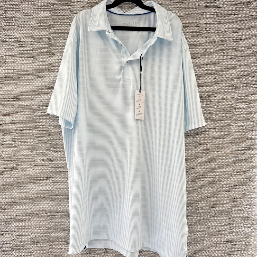 Maelrag Performance Polo, Blue Stripes, Large